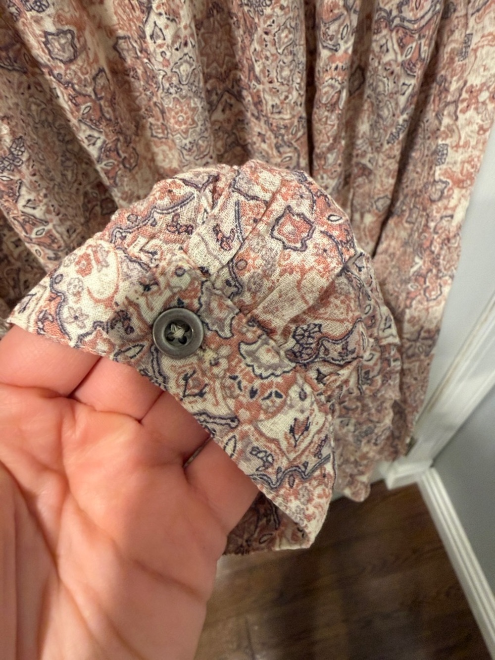 Lucky Brand Floral Paisley Top in Cream and Salmon - Picture 7 of 7